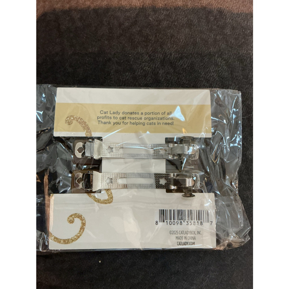 Cat Lady Rhinestone Hair Clips — MEOW & HISS — Set of 2 - Picture 4 of 4